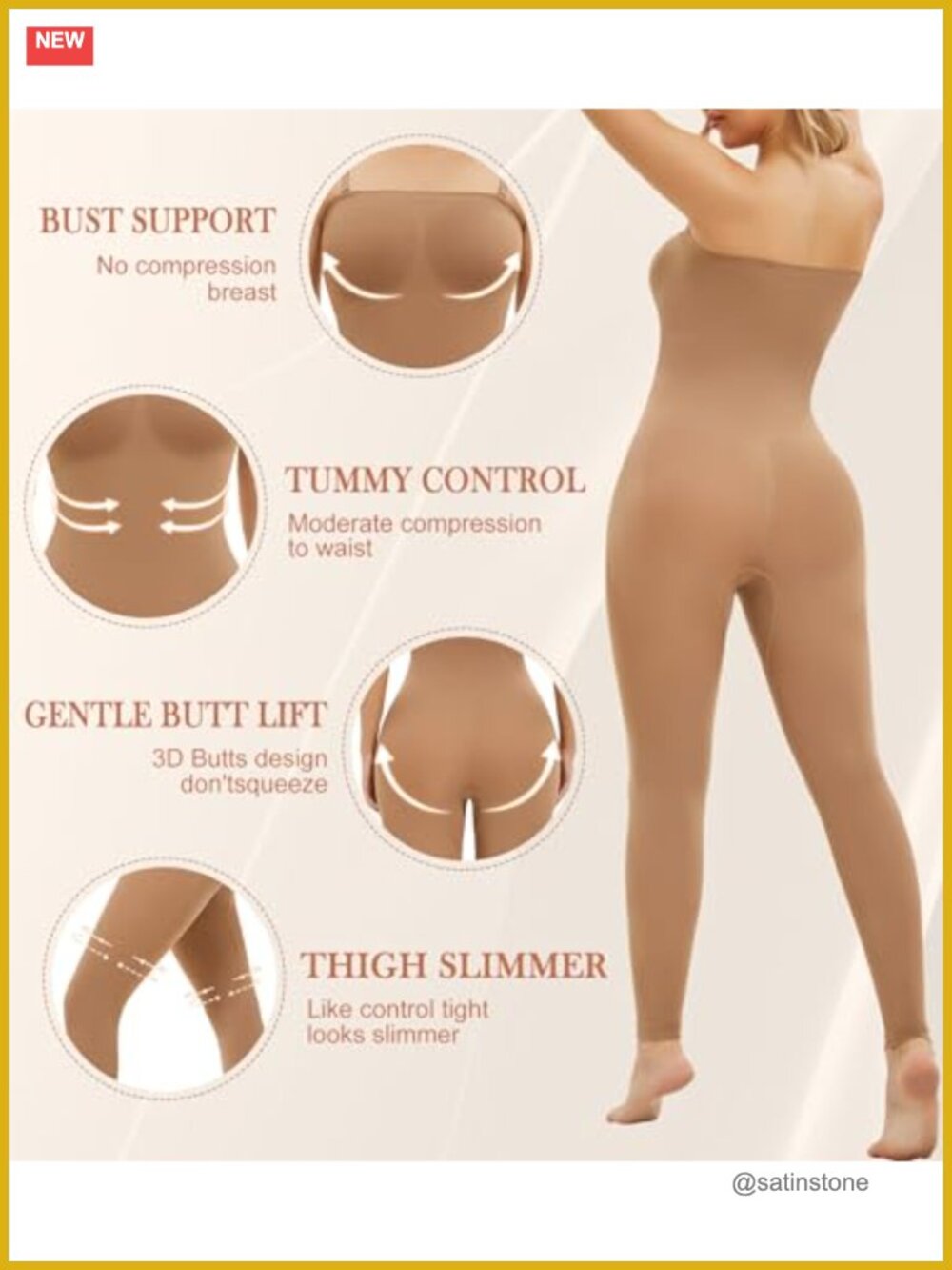 Strapless Seamless Full Body Shaper Bodysuit Tummy Control Shapewear - Picture 4 of 7